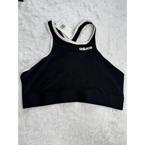 Women's Adidas Climalite Black & White Sports Bra No Pads Sz Lg
